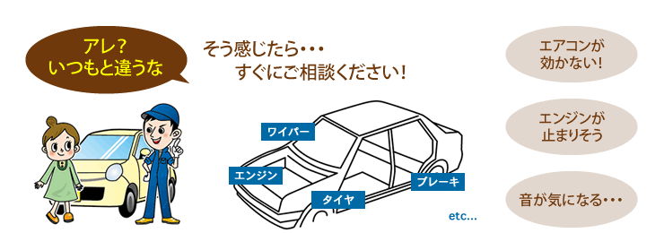 音が気になる。エンジンが止まりそう。エアコンが効かない